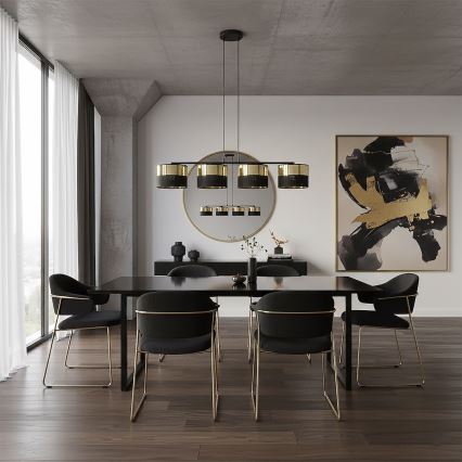 Rippvalgusti kaabliga LUX 4xE27/15W/230V must/kuldne
