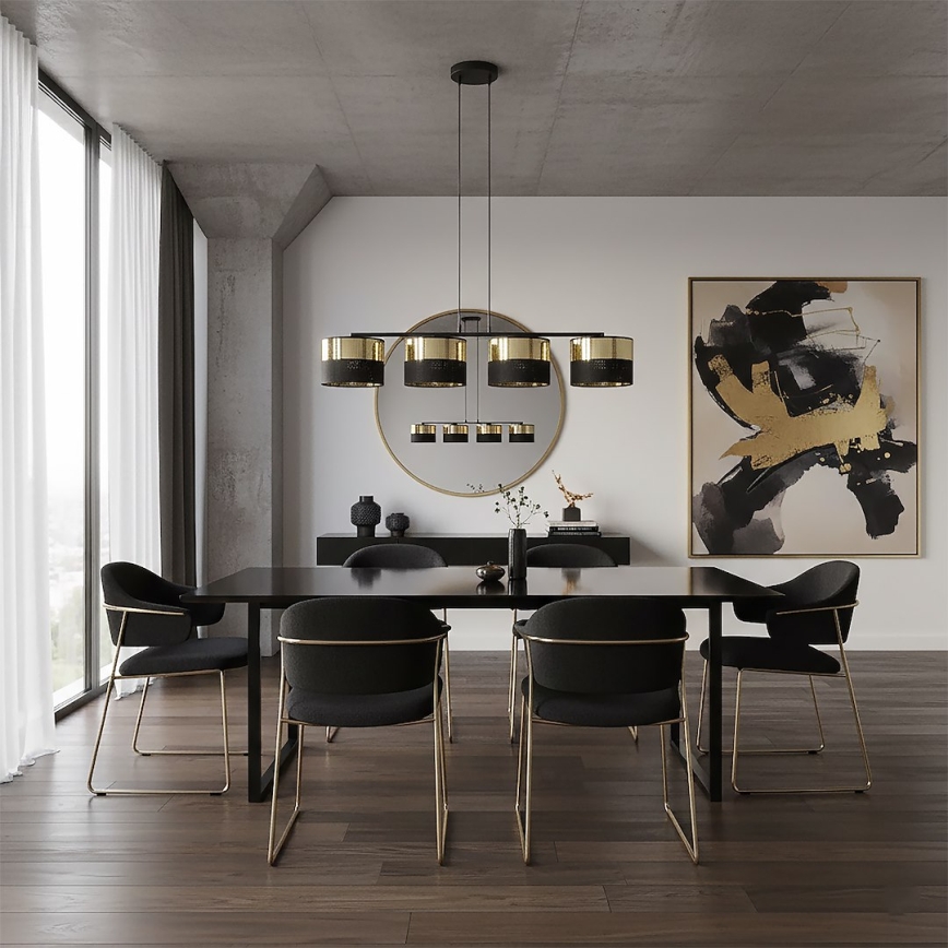 Rippvalgusti kaabliga LUX 4xE27/15W/230V must/kuldne