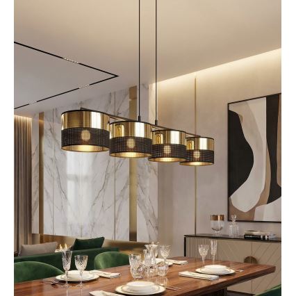 Rippvalgusti kaabliga LUX 4xE27/15W/230V must/kuldne