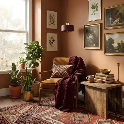 Rippvalgusti kaabliga MARTI 1xE27/15W/230V bordoo/kuldne