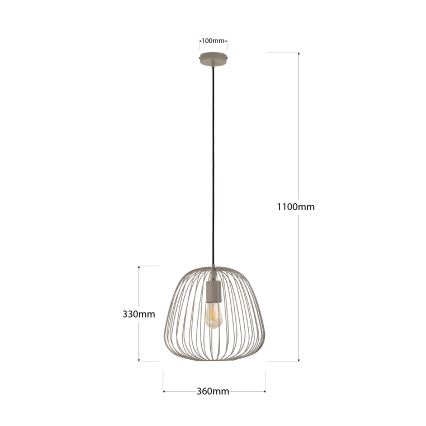 Rippvalgusti kaabliga OVELLA 1xE27/15W/230V, läbimõõt 36 cm, hall