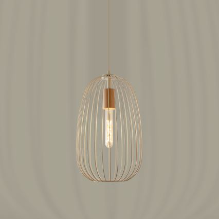 Rippvalgusti kaabliga OVELLA 1xE27/15W/230V Ø 25 cm kreem/mänd