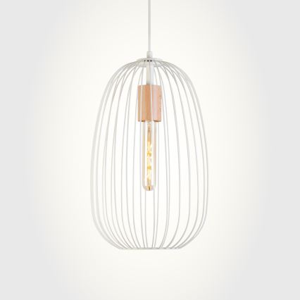 Rippvalgusti kaabliga OVELLA 1xE27/15W/230V Ø 25 cm kreem/mänd