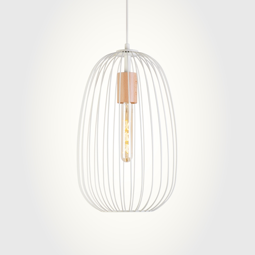 Rippvalgusti kaabliga OVELLA 1xE27/15W/230V Ø 25 cm kreem/mänd