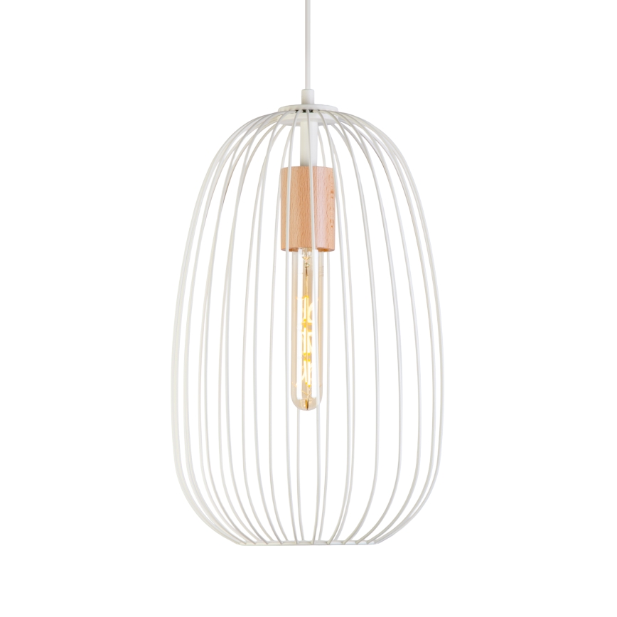Rippvalgusti kaabliga OVELLA 1xE27/15W/230V Ø 25 cm kreem/mänd