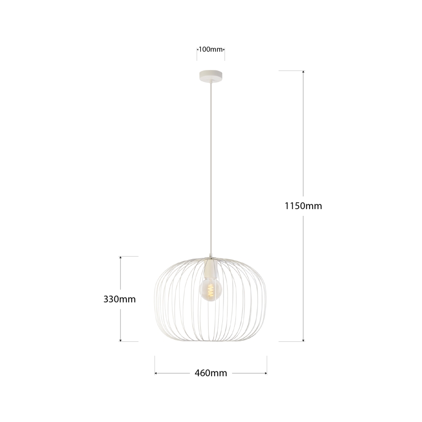Rippvalgusti kaabliga OVELLA 1xE27/15W/230V Ø 46 cm kreemjas