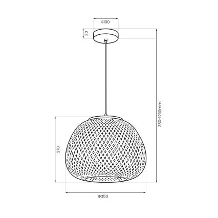 Rippvalgusti kaabliga PETRA 1xE27/15W/230V bambusest