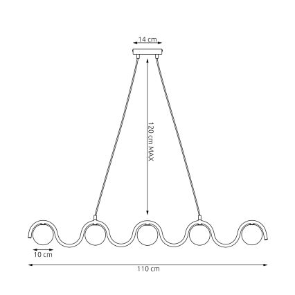 Rippvalgusti kaabliga SINUS 5xG9/8W/230V valge