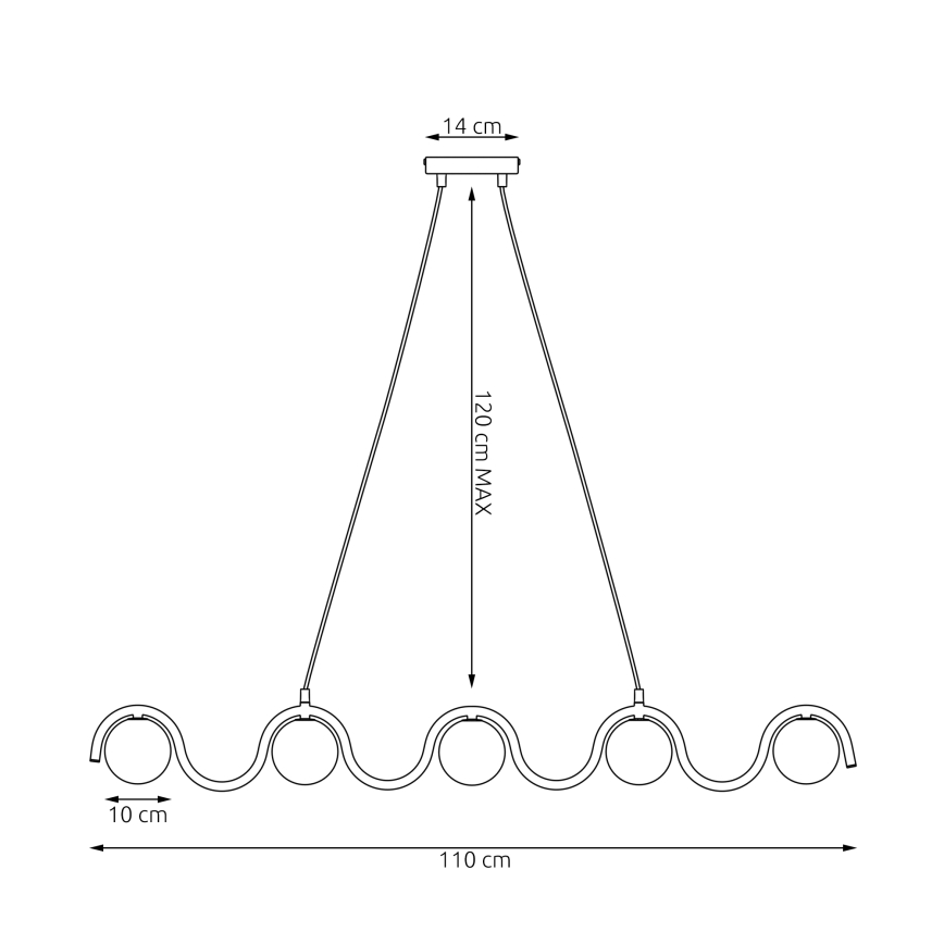 Rippvalgusti kaabliga SINUS 5xG9/8W/230V valge