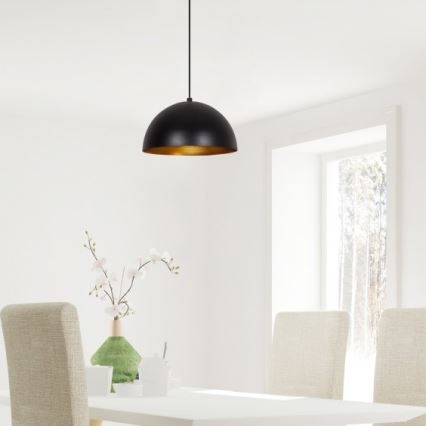 Rippvalgusti kaabliga SIVANI 1xE27/40W/230V, Ø 30 cm, must/vasetoon