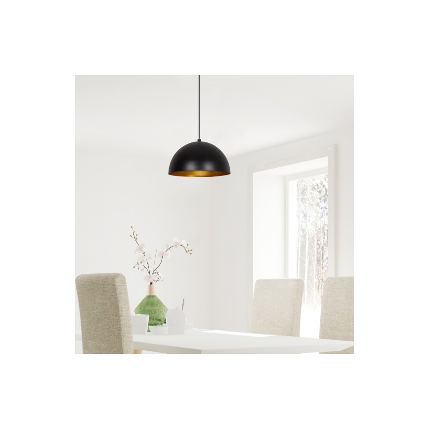 Rippvalgusti kaabliga SIVANI 1xE27/40W/230V, Ø 30 cm, must/vasetoon