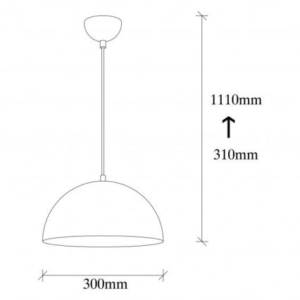 Rippvalgusti kaabliga SIVANI 1xE27/40W/230V, Ø 30 cm, must/vasetoon