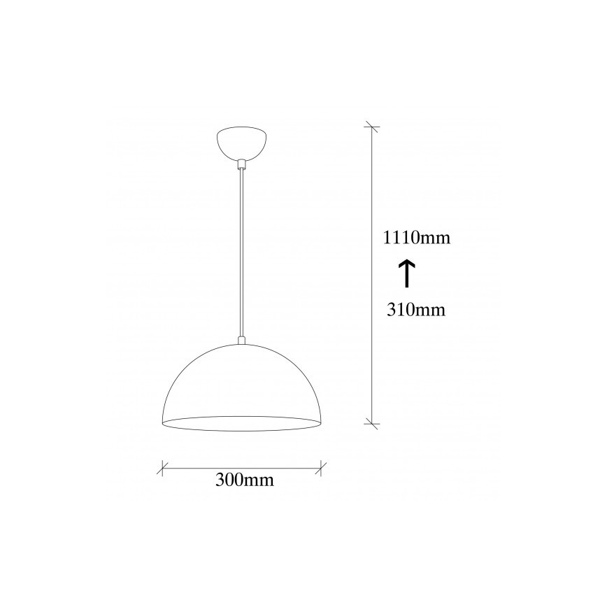 Rippvalgusti kaabliga SIVANI 1xE27/40W/230V, Ø 30 cm, must/vasetoon