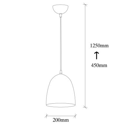 Rippvalgusti kaabliga TATTOO 1xE27/40W/230V, läbimõõt 20 cm, must