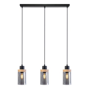 Rippvalgusti kaabliga WOODNEST 3xE27/15W/230V mänd/suitsune must