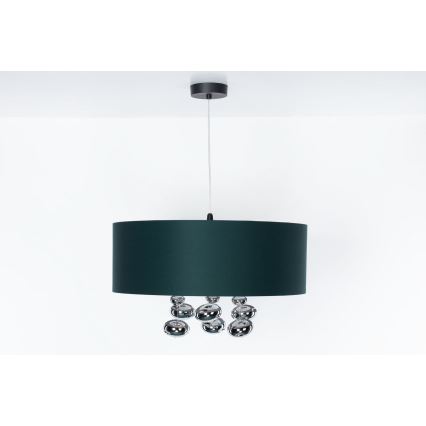 Rippvalgusti kaablil BUBBLE 1xE27/60W/230V Ø 40 cm, roheline