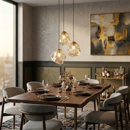 Rippvalgusti kaablil CRISTAL 3xE14/15W/230V messing/suitsune beež