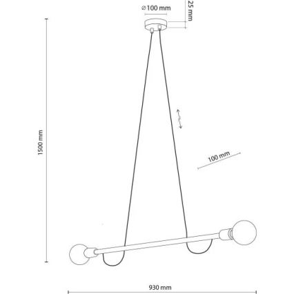 Rippvalgusti kaablil HELIX 2xE27/15W/230V must/beež