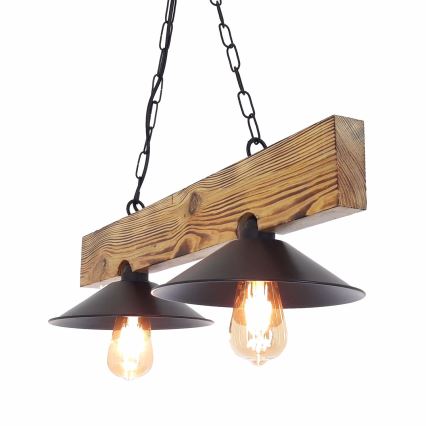 Rippvalgusti kaablil HEPSI 2xE27/40W/230V kuusk pähkel