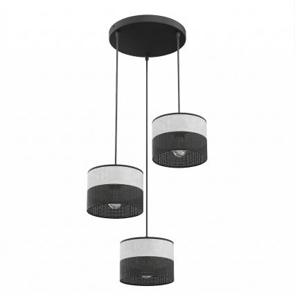 Rippvalgusti kaablil KARBON 3xE27/15W/230V must/hall