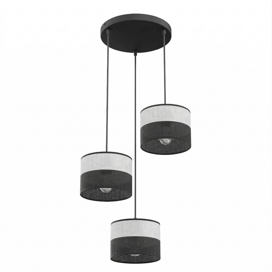 Rippvalgusti kaablil KARBON 3xE27/15W/230V must/hall