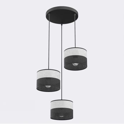 Rippvalgusti kaablil KARBON 3xE27/15W/230V must/hall