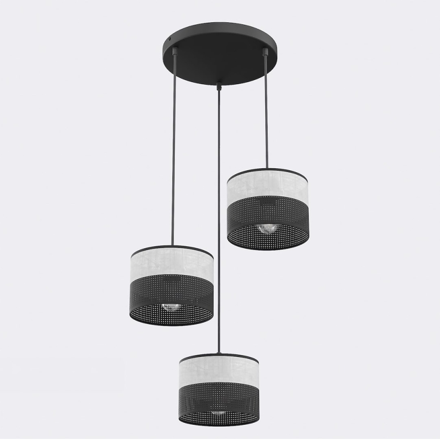 Rippvalgusti kaablil KARBON 3xE27/15W/230V must/hall