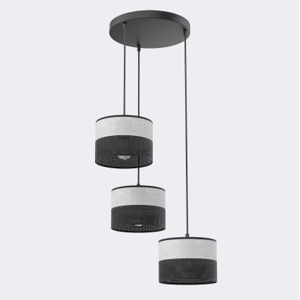 Rippvalgusti kaablil KARBON 3xE27/15W/230V must/hall