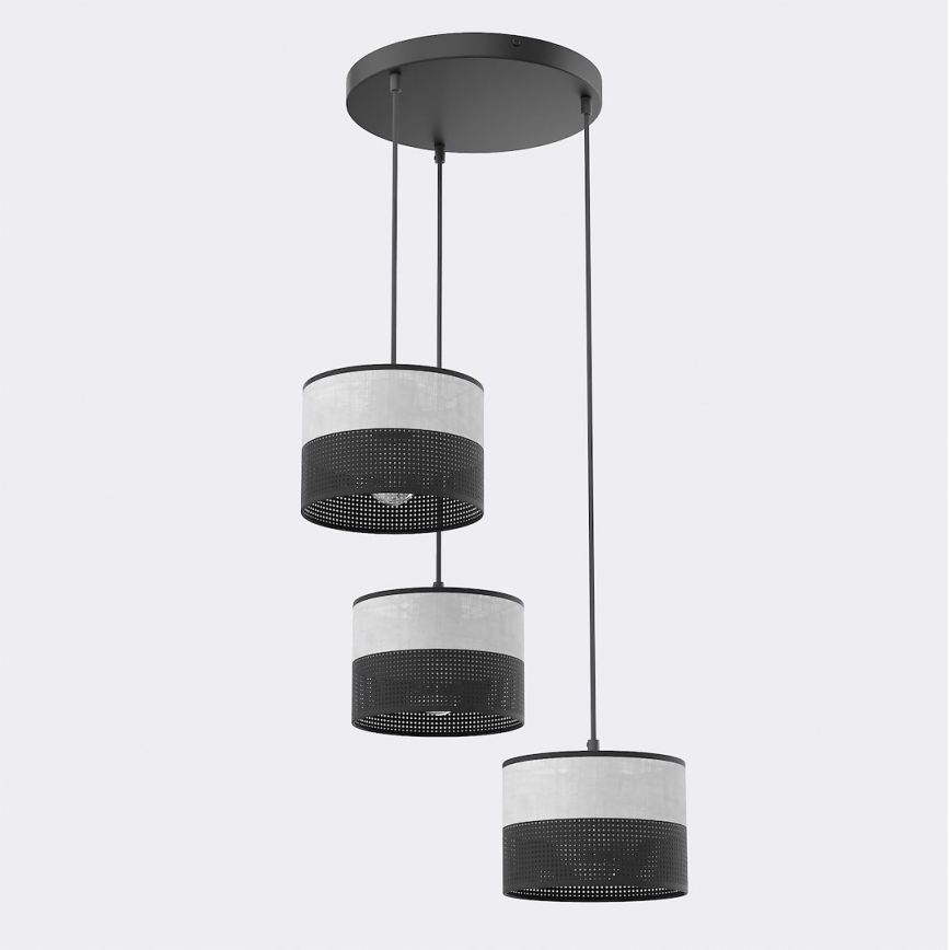 Rippvalgusti kaablil KARBON 3xE27/15W/230V must/hall