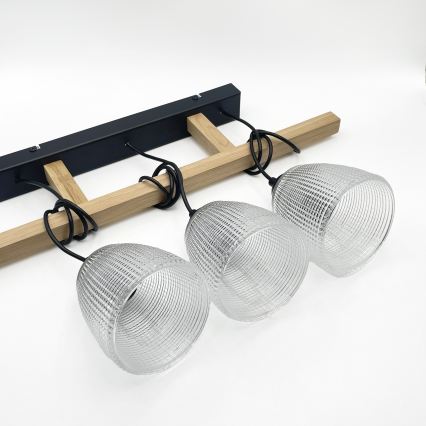 Rippvalgusti kaablil LEANDRA 3xE27/15W/230V tamm/must