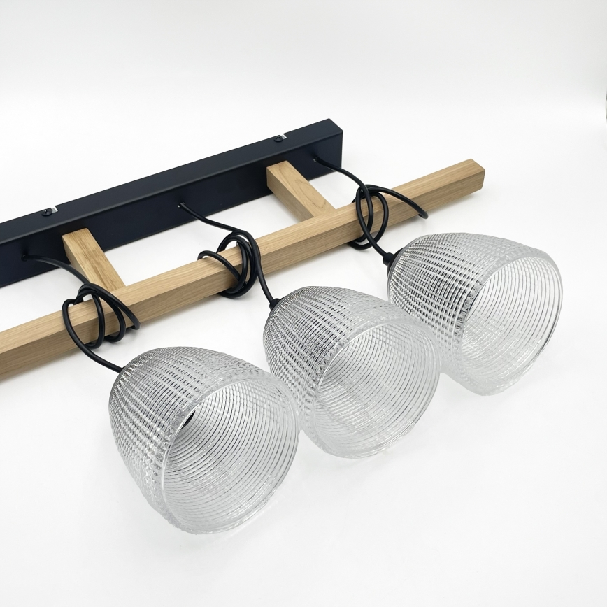 Rippvalgusti kaablil LEANDRA 3xE27/15W/230V tamm/must