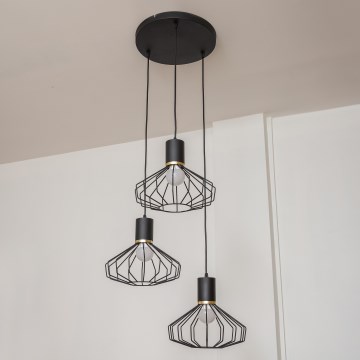 Rippvalgusti kaablil SOLANO 3xE27/15W/230V must/kuldne