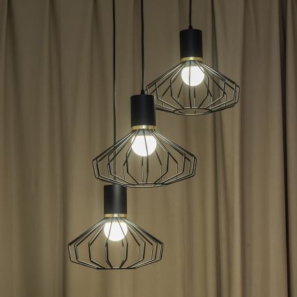 Rippvalgusti kaablil SOLANO 3xE27/15W/230V must/kuldne