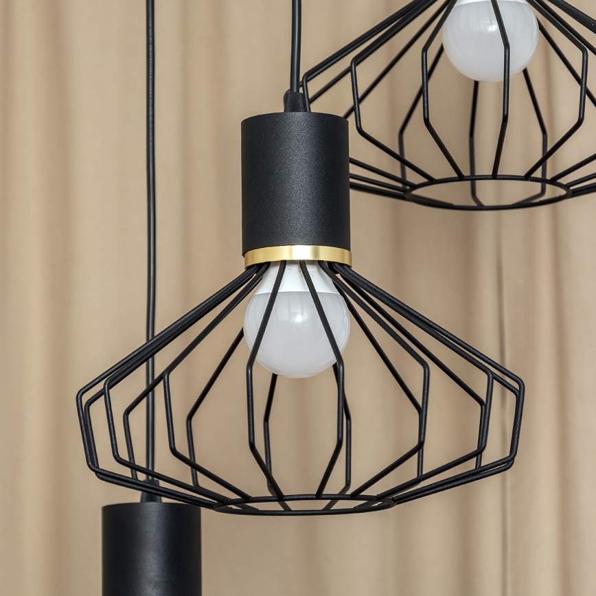 Rippvalgusti kaablil SOLANO 3xE27/15W/230V must/kuldne