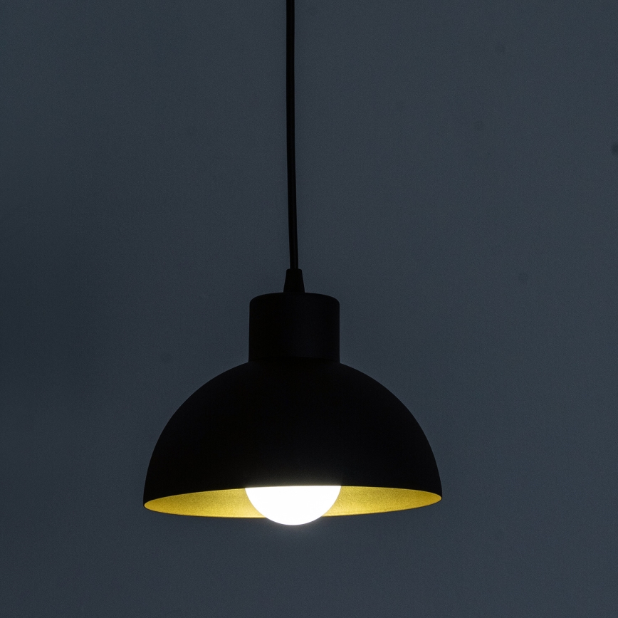 Rippvalgusti kaablil VESPER 1xE27/15W/230 läbimõõt 18 cm must/kuldne