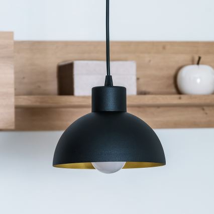 Rippvalgusti kaablil VESPER 1xE27/15W/230 läbimõõt 18 cm must/kuldne