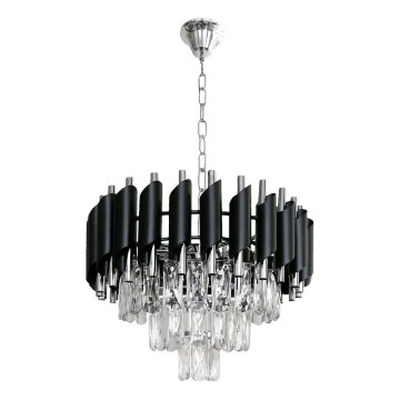 Rippvalgusti ketiga CRISTAL 5xE14/10W/230V must/mattkroom