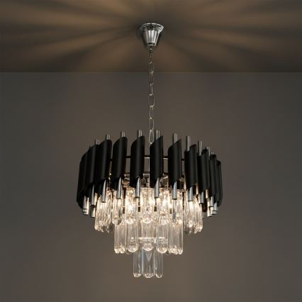 Rippvalgusti ketiga CRISTAL 5xE14/10W/230V must/mattkroom