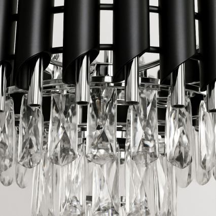Rippvalgusti ketiga CRISTAL 5xE14/10W/230V must/mattkroom