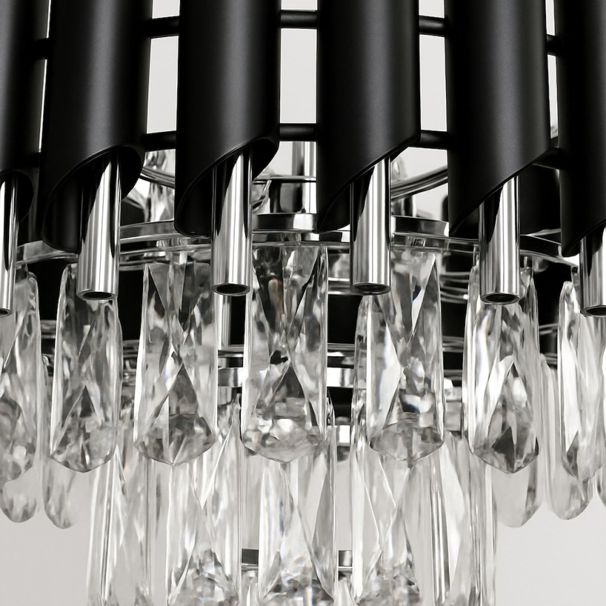 Rippvalgusti ketiga CRISTAL 5xE14/10W/230V must/mattkroom