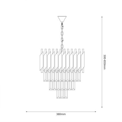 Rippvalgusti ketiga CRISTAL 5xE14/10W/230V must/mattkroom
