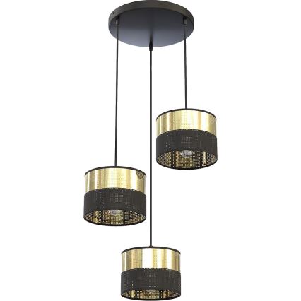 Rippvalgusti LUX kaabliga 3xE27/15W/230V, must/kuldne