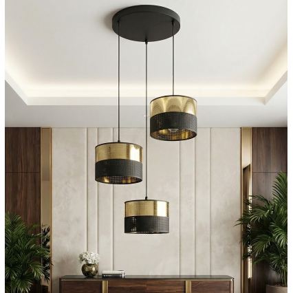 Rippvalgusti LUX kaabliga 3xE27/15W/230V, must/kuldne