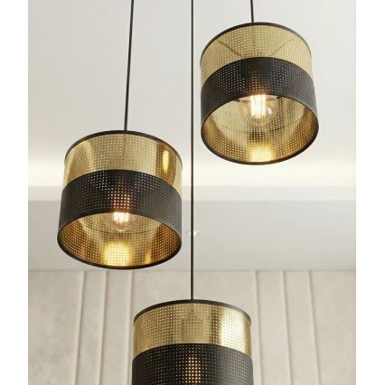 Rippvalgusti LUX kaabliga 3xE27/15W/230V, must/kuldne