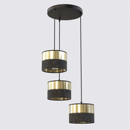 Rippvalgusti LUX kaabliga 3xE27/15W/230V, must/kuldne