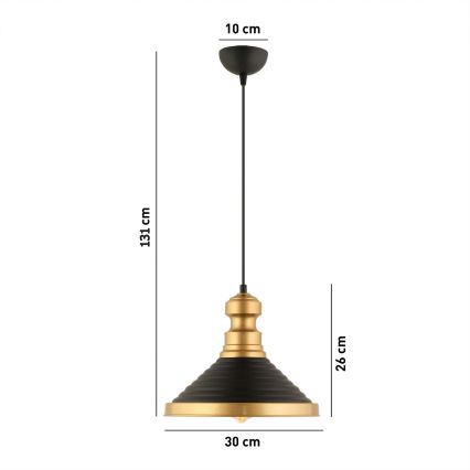 Rippvalgusti MONZA 1xE27/40W/230V, 30 cm musta/kuldne