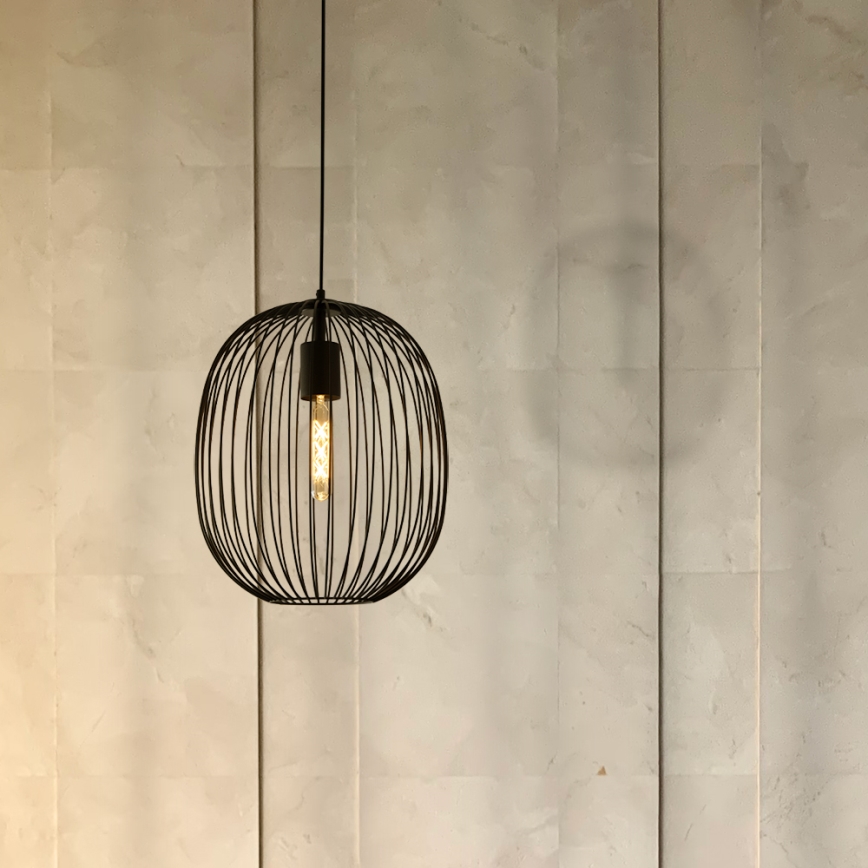 Rippvalgusti OVELLA nööril 1xE27/15W/230V läbimõõt 34 cm must