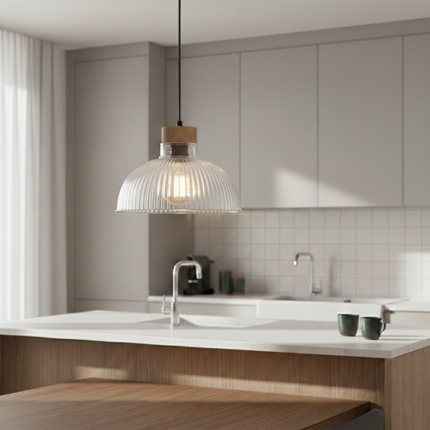 Rippvalgusti PIA 1xE27/60W/230V Ø 30 cm, tamm