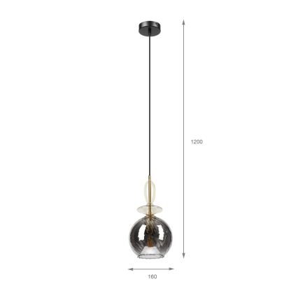 Rippvalgusti riputuskaabliga VELLO 1xE27/15W/230V must/suitsune beež/must