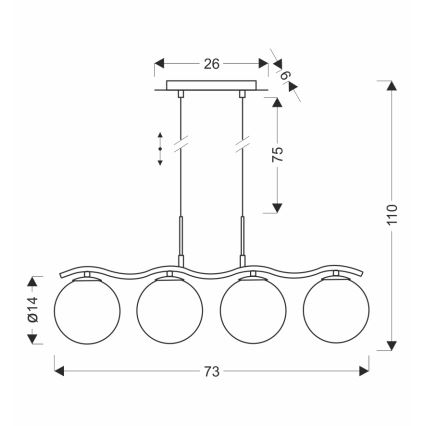 Rippvalgusti trossiga LUMOS 4xG9/20W/230V suitsune must